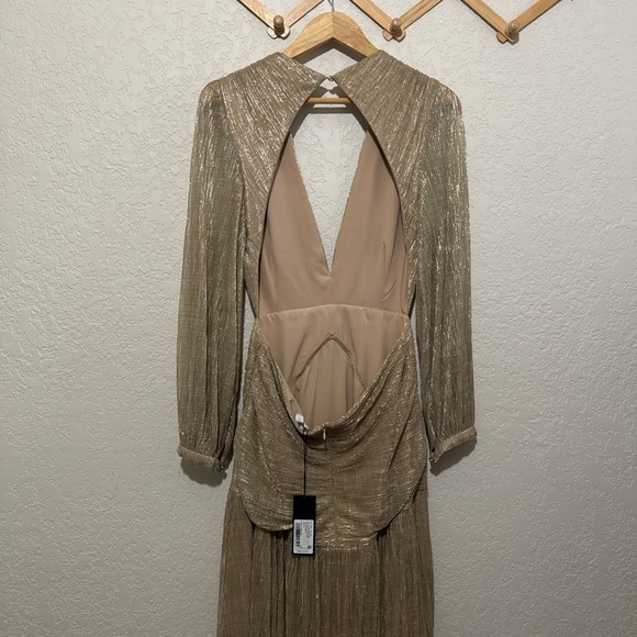 Beautiful prom/wedding hazel gold metallic gianni bini dress size 12 nwt - Picture 5 of 7